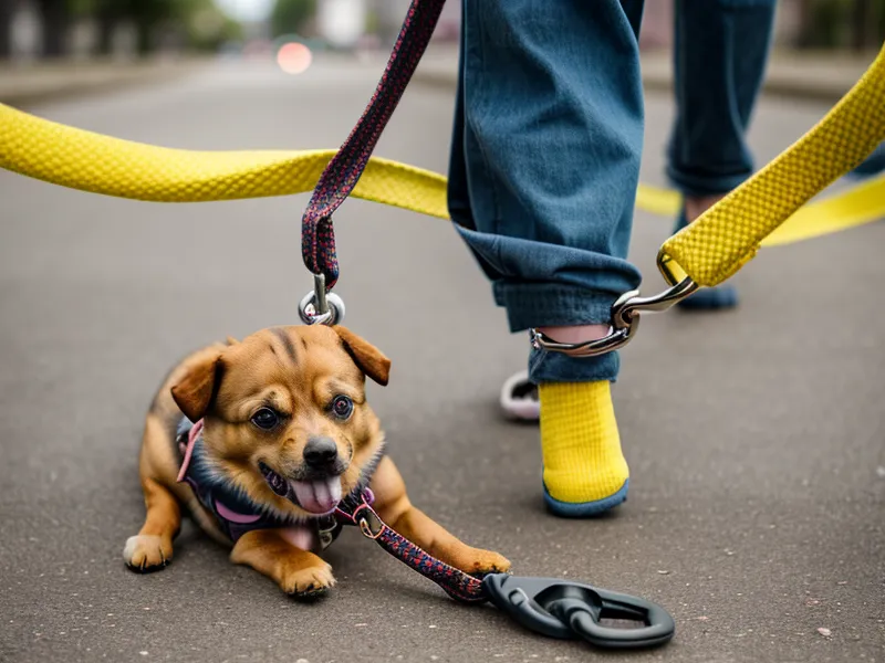 Nahaufnahme der gelben Schleife am Halsband als Signal für Abstand bei reaktiven Hunden