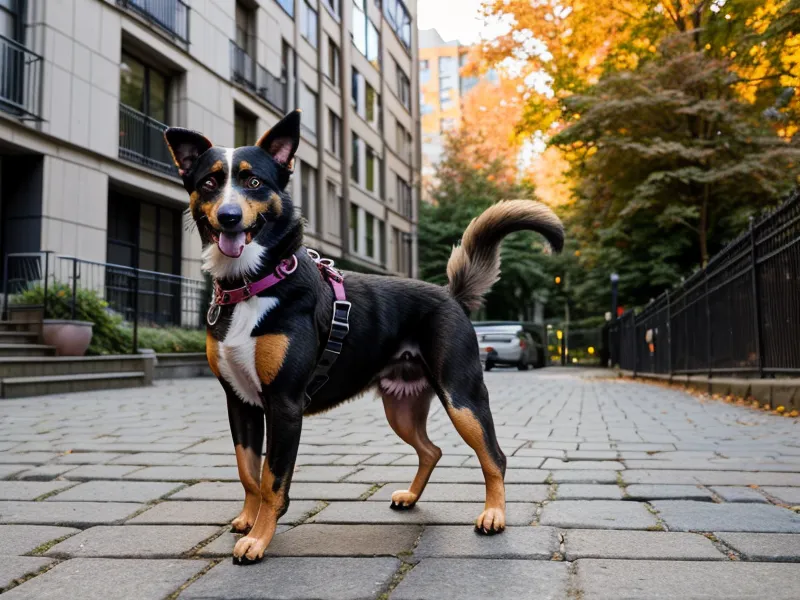 Hand mit Hundeleine und Kaffeebecher auf einem Gehweg nahe dem Marheinekeplatz in Kreuzberg