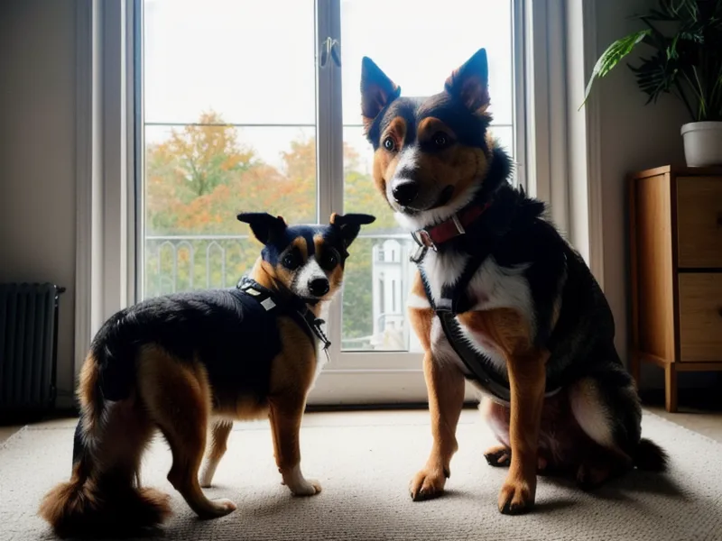 Klebeband-Rückstände auf dem Dielenboden nach einem gescheiterten Versuch, für unseren Tierschutzhund eine Ruhezone einzurichten