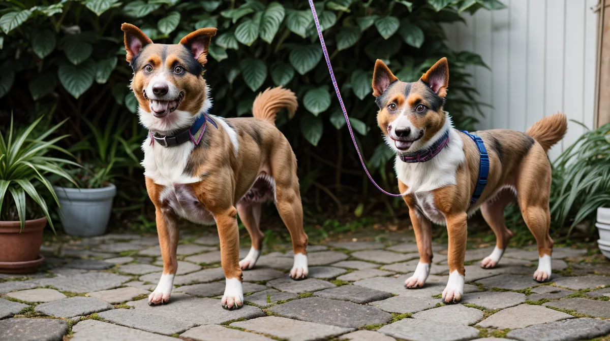 Grafikdesignerin mit Tierschutzhund auf dem Weg zum Großraumbüro in Berlin-Kreuzberg, Thema Leinenreaktivität im Bürohund-Alltag