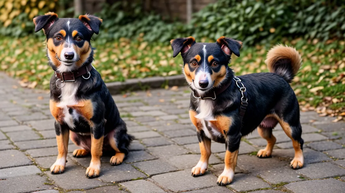 Tierschutzhündin Luna angespannt an der Leine in Kreuzberg während eines Trigger-Stacking-Moments